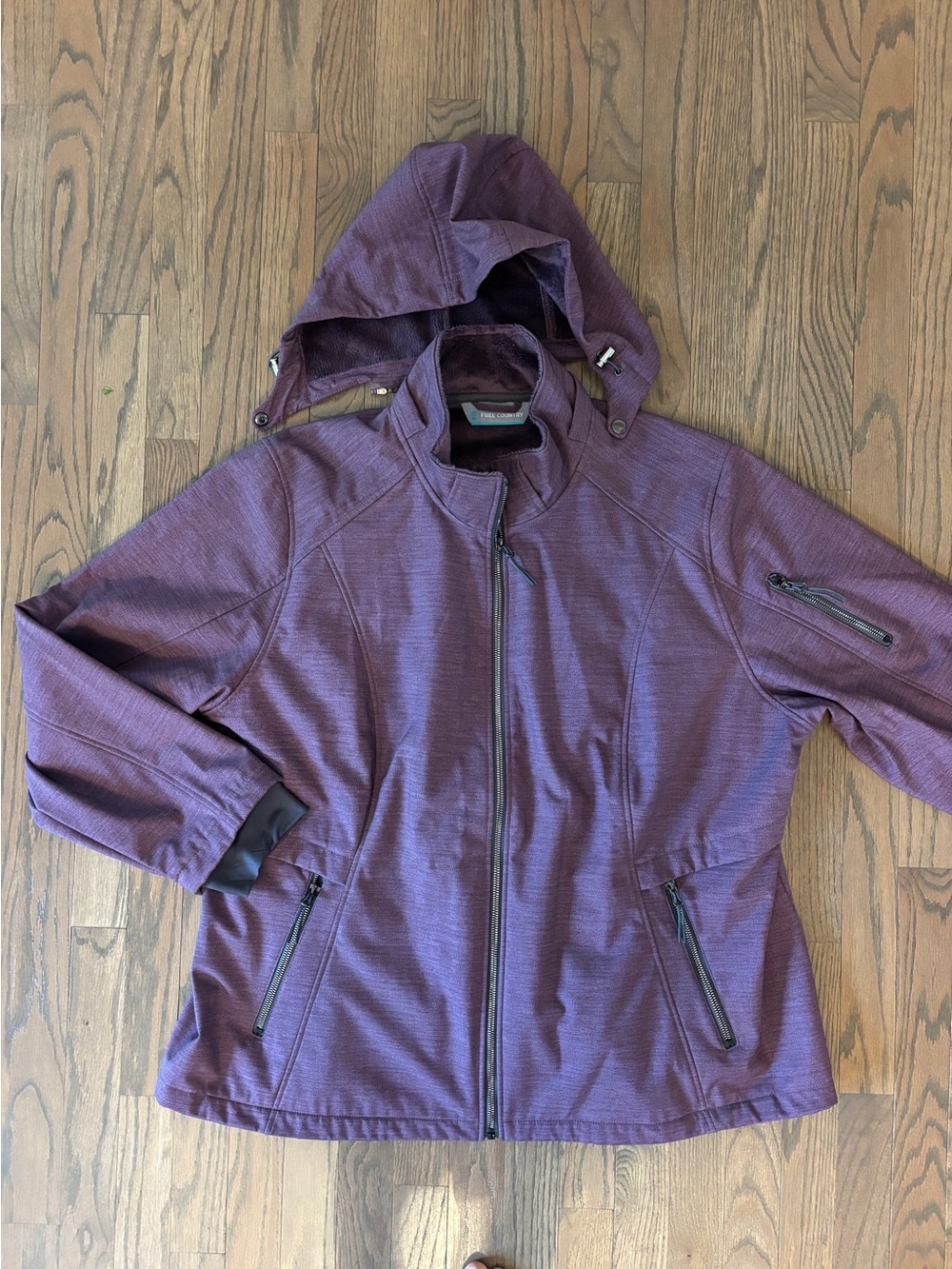 Free Country Women's Hooded Jacket in Plum, Size 3X